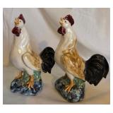 S2 - CERAMIC ROOSTER FIGURINE PAIR (L189)