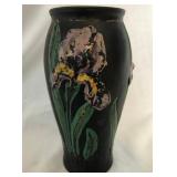 S2 - ART DECO-STYLE BLACK SATIN IRIS VASE 6.5'T
