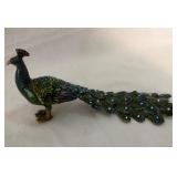 S2 - ENAMELED METAL PEACOCK TRINKET BOX (L147)