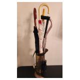 J2 - UMBRELLA STAND WITH UMBRELLAS & CANE (F182)