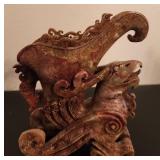J2 - VINTAGE CARVED SOAPSTONE VESSEL 8"T (F22)