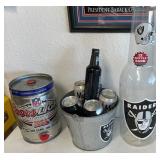 J2 - RAIDERS COLLECTIBLE KEG, ICE BUCKET, BANK