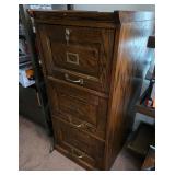 J1 - VINTAGE WOOD FILE CABINET THREE DRAWER (E67)