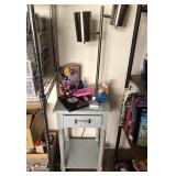 J1 - WHITE NIGHTSTAND WITH ASSORTED COLLECTIBLES