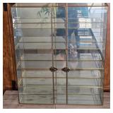 J1 - VINTAGE GLASS DISPLAY CABINET PAIR (B34)