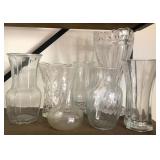 J1 - LOT ASSORTED CLEAR GLASS VASES (A256)