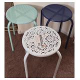 J1 - SET OF THREE METAL STOOLS (B56)
