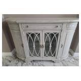J4 - WHITEWASHED CABINET WITH GLASS DOORS