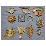 J4 - LOT OF VINTAGE COSTUME BROOCHES AND PINS