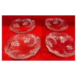 J4 - LOT OF CLEAR GLASS DISHES WITH GRAPE DESIGN
