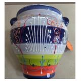 J4 - COLORFUL CERAMIC VESSEL WITH HANDLES (L136)