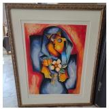J4 - FRAMED LITHOGRAPH PRINT SIGNED MUCHITA(L90)