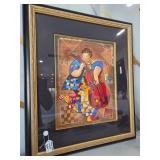 J4 - FRAMED COLORFUL CELLO PLAYER ARTWORK