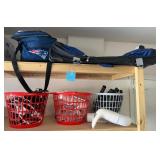 J4 - LOT OF STORAGE BASKETS AND SPORTS GEAR