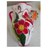 J4 - DECORATIVE CERAMIC PITCHER WITH RED FLORAL