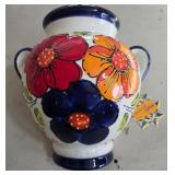 J4 - HAND PAINTED CERAMIC PITCHER WITH FLOWERS