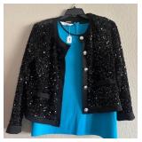 J4 - MESSINI BLACK SEQUIN JACKET WITH BLUE TOP