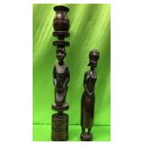 SW - TWO HAND CARVED TRIBAL STATUETTES (Z296)