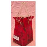 540 - RED GLASS HANDBAG VASE
