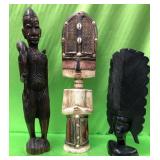 SW - THREE CARVED WOODEN STATUETTES (Z38)