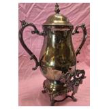 540 - SILVER PLATE URN WITH LID AND HANDLES (E50)