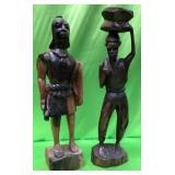 SW - TWO HAND CARVED WOODEN STATUETTES (Z34)