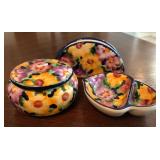 N1 - LOT OF HAND PAINTED CERAMIC DISHES (A208)