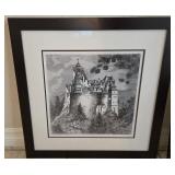 N1 - FRAMED LTD ED CASTLE ETCHING SIGNED (L56)