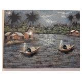 N1 - ASIAN LANDSCAPE PRINT WITH BOATS (L10)