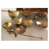N1 - ASSORTED BRASS CANDLE HOLDERS, SNUFFER