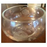 N1 - ETCHED CRYSTAL BOWL WITH ROSE DESIGN (A7)