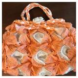 N1 - ORANGE AND WHITE CROCHETED FLOWER TOTE BAG