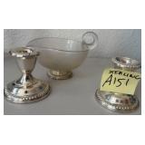 N1 - STERLING CANDLESTICKS WITH GLASS BOWL