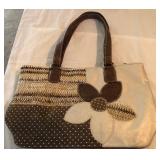 N1 - MAGGIE BARNES TOTE BAG CREAM & BROWN (A247)