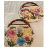 N1 - TWO EMBROIDERED FLORAL HANDBAGS (A252)