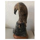 N1 - CARVED WOODEN EAGLE FIGURINE ON BASE (A65)