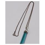 722 -STERLING NECKLACE W/CRYSTAL PENDANT(115)