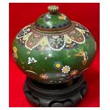722 - VINTAGE CLOISONNE LIDDED JAR (K29)