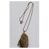 722 -STERLING NECKLACE W/JADE PENDANT(43)