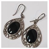 722 -STERLING BLACK ONYX EARRINGS(80)