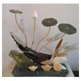 722 - VINTAGE CHINESE CARVED AQUATIC SCENE (K131)