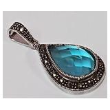 722 -STERLING AQUAMARINE PENDANT(85)