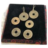 722 - COLLECTIBLE CHINESE COINS & EARRINGS (A80)
