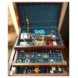 722 - JEWELRY CHEST WITH CONTENTS (A214)