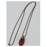 722 - STERLING NECKLACE W/STONE PENDANT(38)