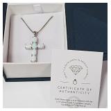 722 - STERLING NECKLACE W/PEORA STONE CROSS(8)
