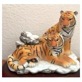 722 - HOME INTERIORS PORCELAIN TIGERS FIGURINE