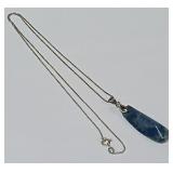 722 - STERLING NECKLACE W/STONE PENDANT(45)