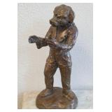 W - VINTAGE CAST METAL DOG SCULPTURE 14.5"T (K115)