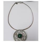 722 - STERLING NECKLACE W/MALAKEI PENDANT(1)